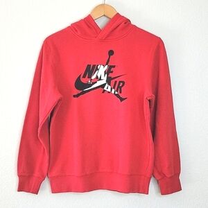 NIKE AIR Red White Black Long Sleeve Hooded Sweatshirt size Youth XL Basketball